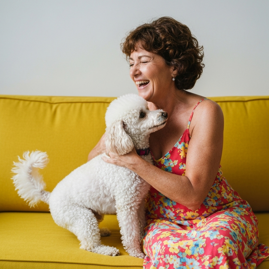 Woman with poodle